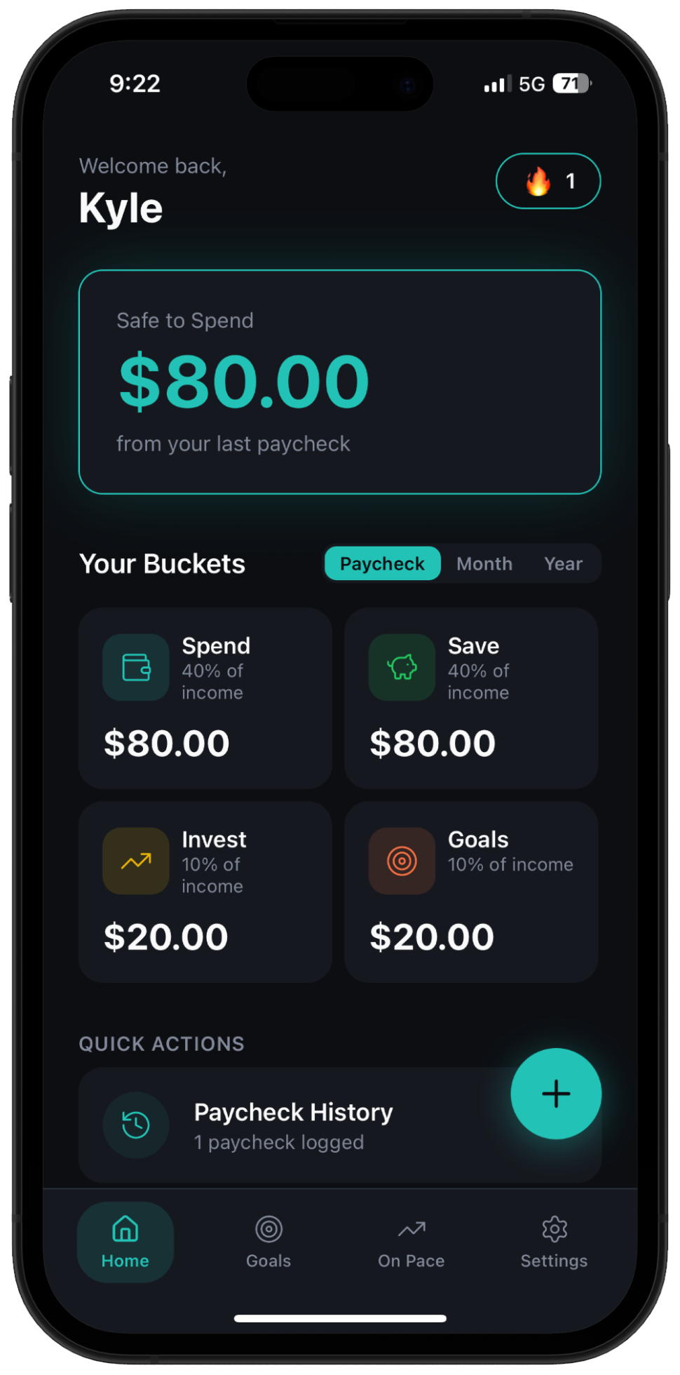 Safe-to-Spend Dashboard